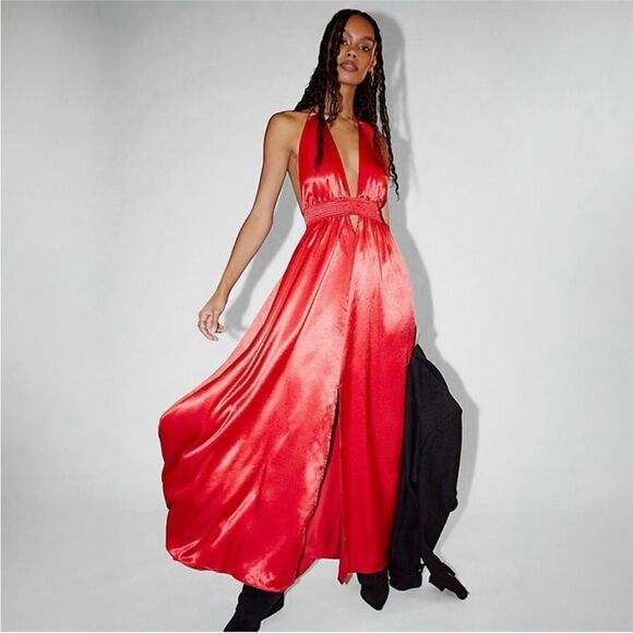 Free People NWT Look In To The Sun Gown in the color Red Racer size S - Picture 1 of 9